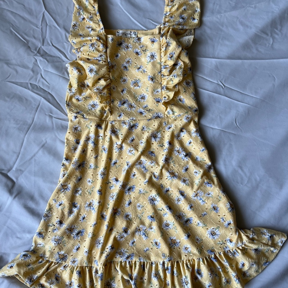 Knitworks Yellow Cream Ruched Sundress